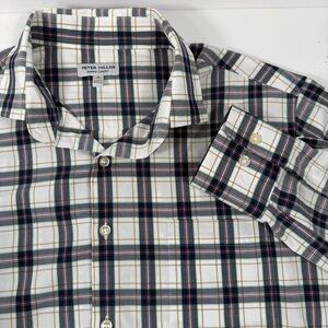 Peter Millar Summer Comfort Plaid Buttondown Mens Medium Navy Pink Performance